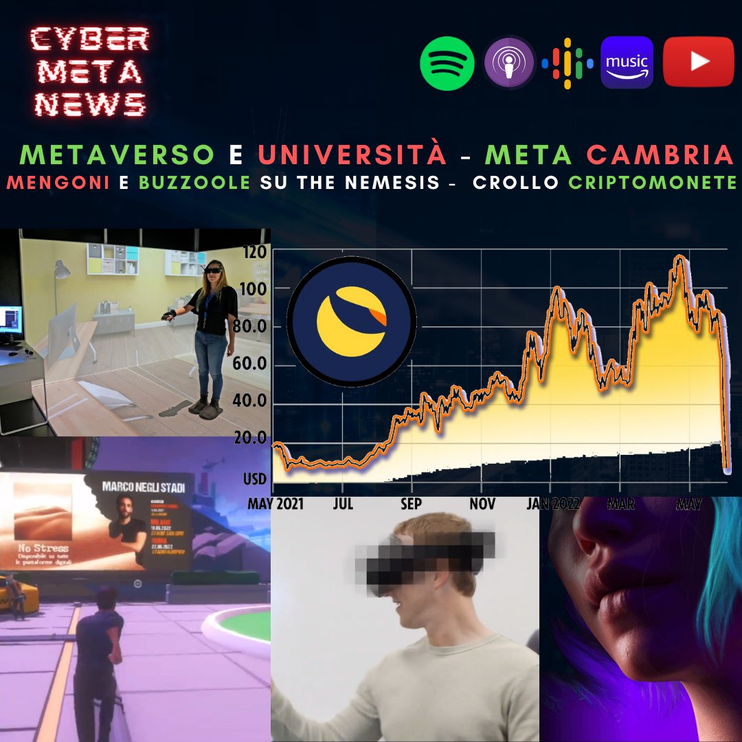 CyberMetaNews's tweet photo. #MarcoMengoni e #Buzzoole su #TheNemesis, il #metaverso prende forma all'#UNIMIB, #Meta mostra alcune anteprime del visore VR #Cambria, Il valore delle #criptomonete del metaverso subiscono un crollo storico
Ascolta su https://t.co/ywoSSzHVUn https://t.co/h4MQ4EDKYH