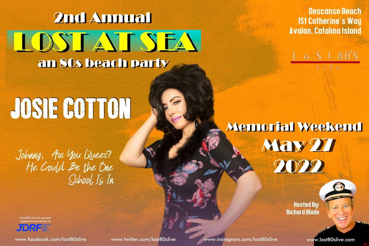 Lost80sLive's tweet photo. HAPPY BIRTHDAY JOSIE COTTON ๐ ๐ see you on catalina island ๐ ๐ถ MAY 27, 2022
for tickets ๐
https://t.co/0wNWYsfmKO
#josiecotton #ValleyGirl
#johnnyareyouqueer?
#hecouldbetheone #schoolisin #80s #80smusic #newwave #lost80slive #richardblade #catalinaisland #music https://t.co/CfqtKVsD8Q