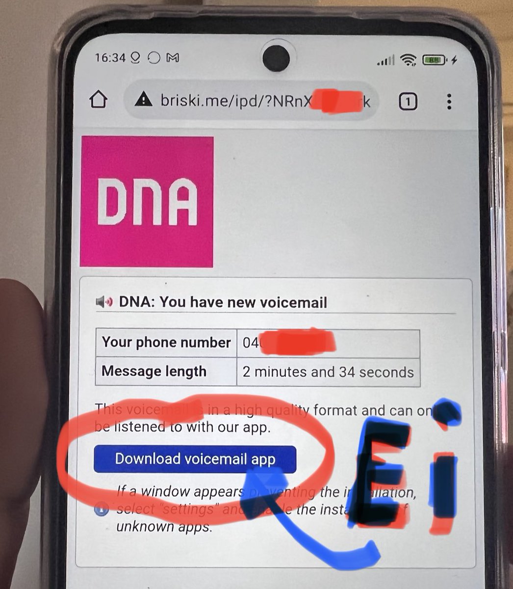 kimmorousku's tweet image. Kokeilin tartuttaa #Android-puhelimeeni #Flubot-haitakkeen. Ei ollut helppoa, piti hyväksyä useita varoituksia, mutta sain saastutettua! 
Haitake otti mm. tekstiviestit haltuun eikä päästänyt enää yhtään viestiä läpi. Koska osoitekirja oli tyhjä, ei levinnyt. #Freedom tunnisti 👍