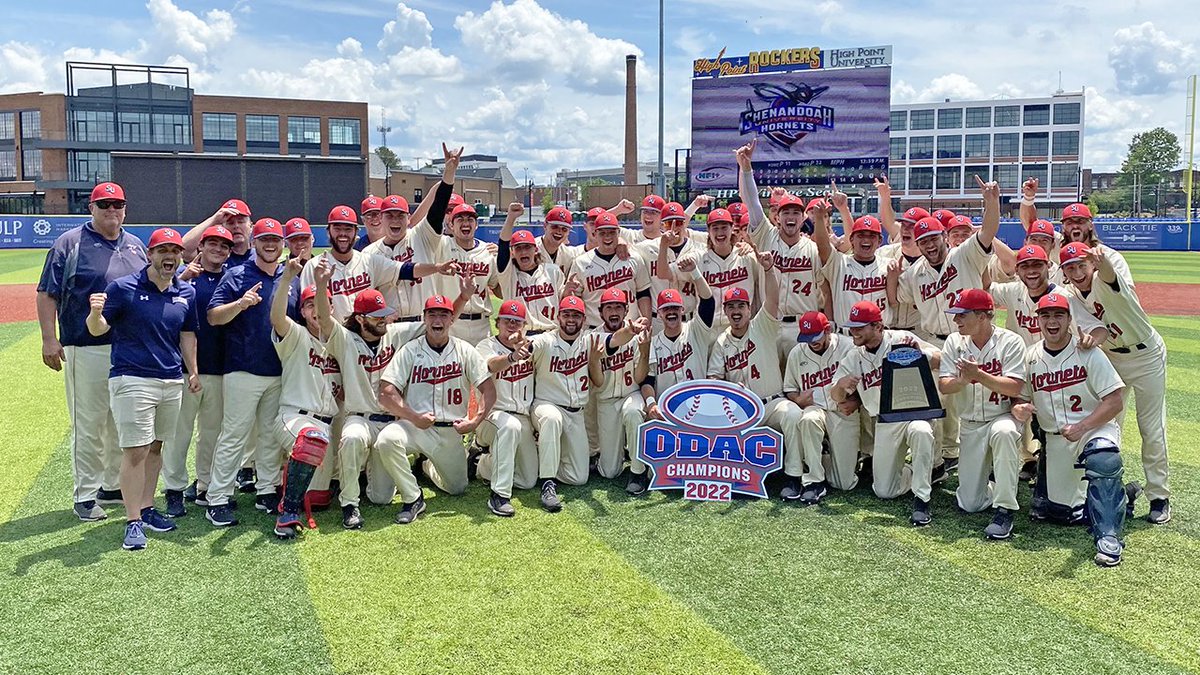 odacathletics's tweet photo. @SUHornets lock up 4th #ODAC baseball title and 3rd since 2018 with 13-0 victory over @RCmaroons on Sunday at Truist Point #d3baseball https://t.co/DV9YmwI0mT https://t.co/I4YYFycKw2