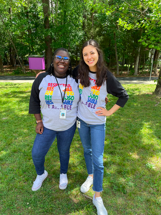 Check out AP Lewis and Ms. Reddick sporting our newest spirit wear with our Respectful, Responsible and Kind Motto!  Gets yours here: carrborocubs.memberhub.com/store
