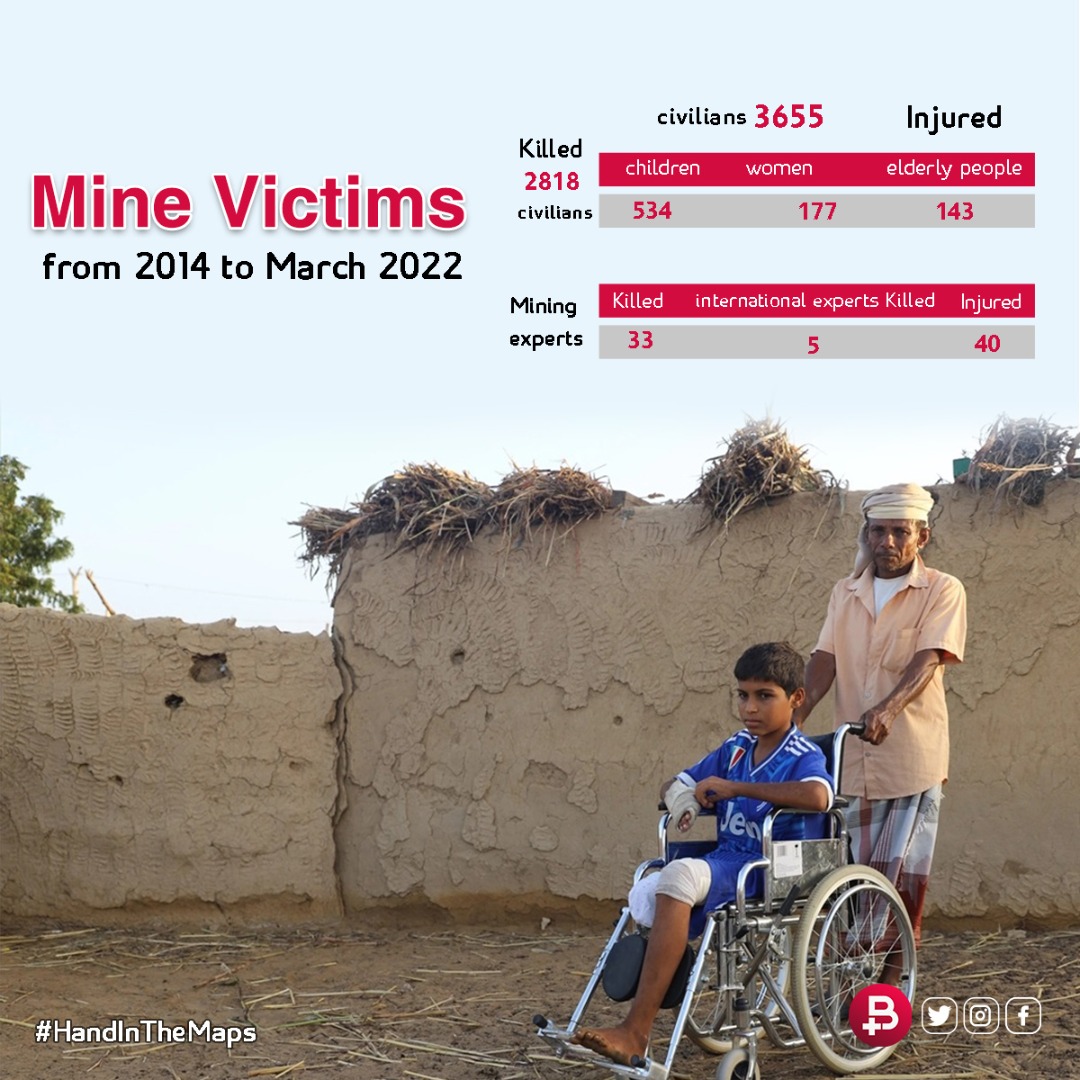Huseinalfdl's tweet photo. 75% of persons injured by Houthi-laid mines have become permanently disabled or maimed. (#BlindKiller)
#HandInTheMaps https://t.co/BbaFygfCo9