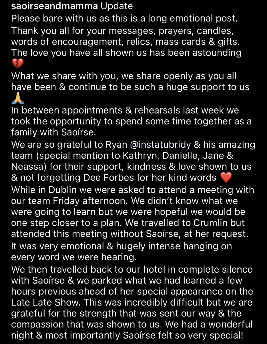 Saoirseandmamma's tweet photo. Update 🙏 https://t.co/tSrdA0foid