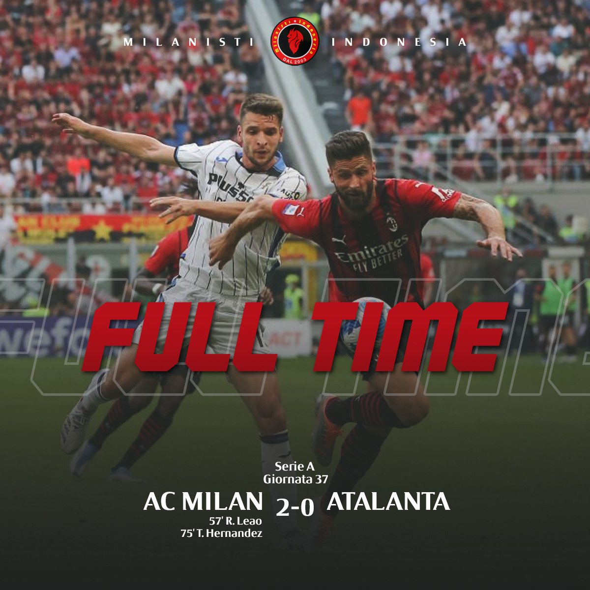 MENANGGGG! 3 poin penting! Selangkah lagiiiii.... 

Siapa MOTM pertandingan ini menurut kalian? 

#KitaMilanisti🇮🇩 #MilanistiIndonesia #ACMilan #milanatalanta #f19htforscudeto🔴⚫