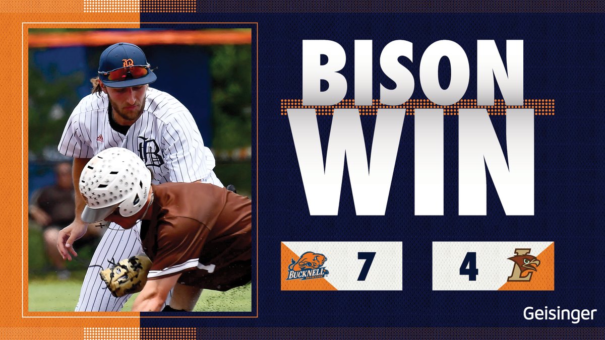Bucknell_BB's tweet photo. 𝐁𝐈𝐒𝐎𝐍 𝐖𝐈𝐍 𝐀𝐍𝐃 𝐀𝐃𝐕𝐀𝐍𝐂𝐄!

Bucknell finishes off a two-game sweep of Lehigh in the @PatriotLeague semifinal series, and we're off to Army for the championship series May 24-26. #rayBucknell https://t.co/v6Gzlbroyi