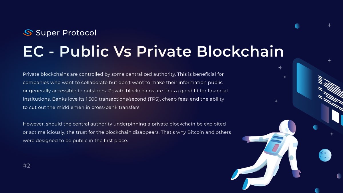 super__protocol's tweet photo. Today is Sunday, Supers! Which means that it is time to #learn something #new 🎓
💥 Here’s next #EducationalCard. Today, we’re talking about the difference between #PUBLIC AND #PRIVATE #BLOCKCHAIN ⛓
#SundayLearnDay #SuperProtocol https://t.co/hJyWyhMoKN