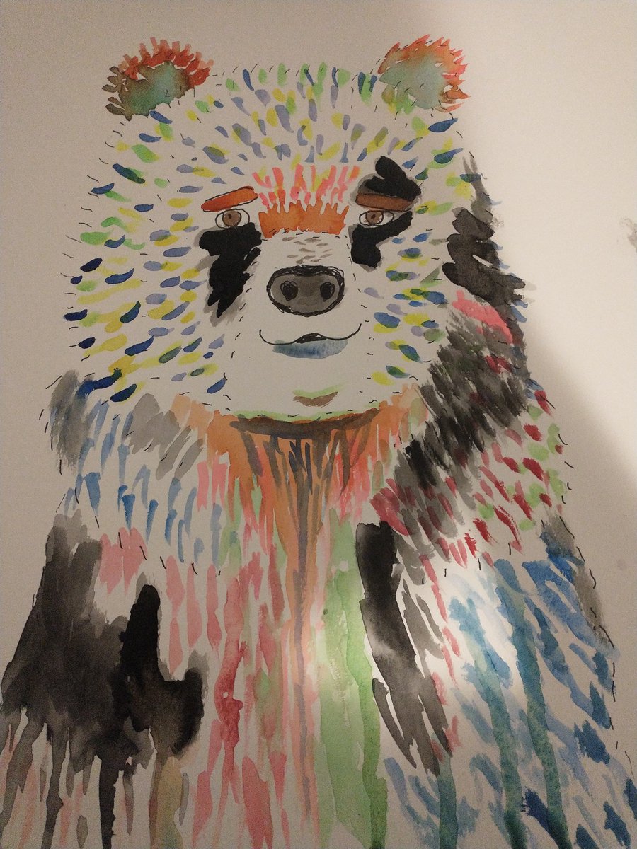 Desachroma's tweet photo. I painted a bear, because I'm bear-ly hanging on. 
#watercolorpainting #bearpainting #lifeis...... https://t.co/hju1x4h8H4