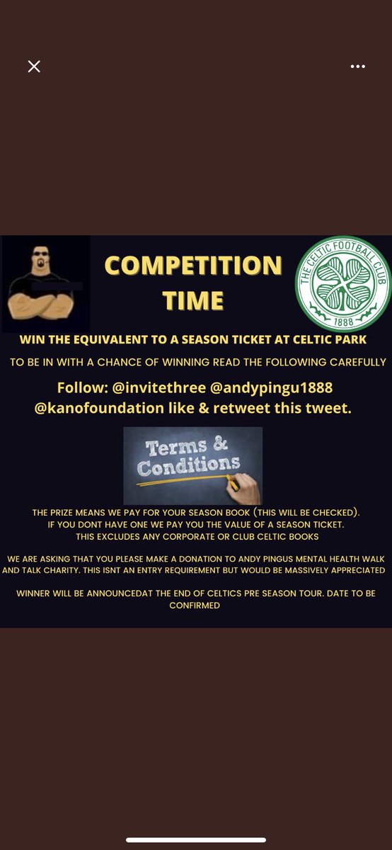 2 of the homenhoys favourite charities have a cracking offer on the go with the help of <a href="/invitethree/">@elitemedia3</a> so please read below and retweet and get involved <a href="/andypingu1888/">andypingu1888</a> <a href="/KanoFoundation/">The Kano Foundation</a> 🙌☘️ <a href="/Joellercoaster/">Jose</a> @BrummieBhoy <a href="/ScottMcCorry/">Scott McCorry</a> <a href="/AupaCeltic/">Jason</a> <a href="/ChuckAmach/">ChuckAmach</a>