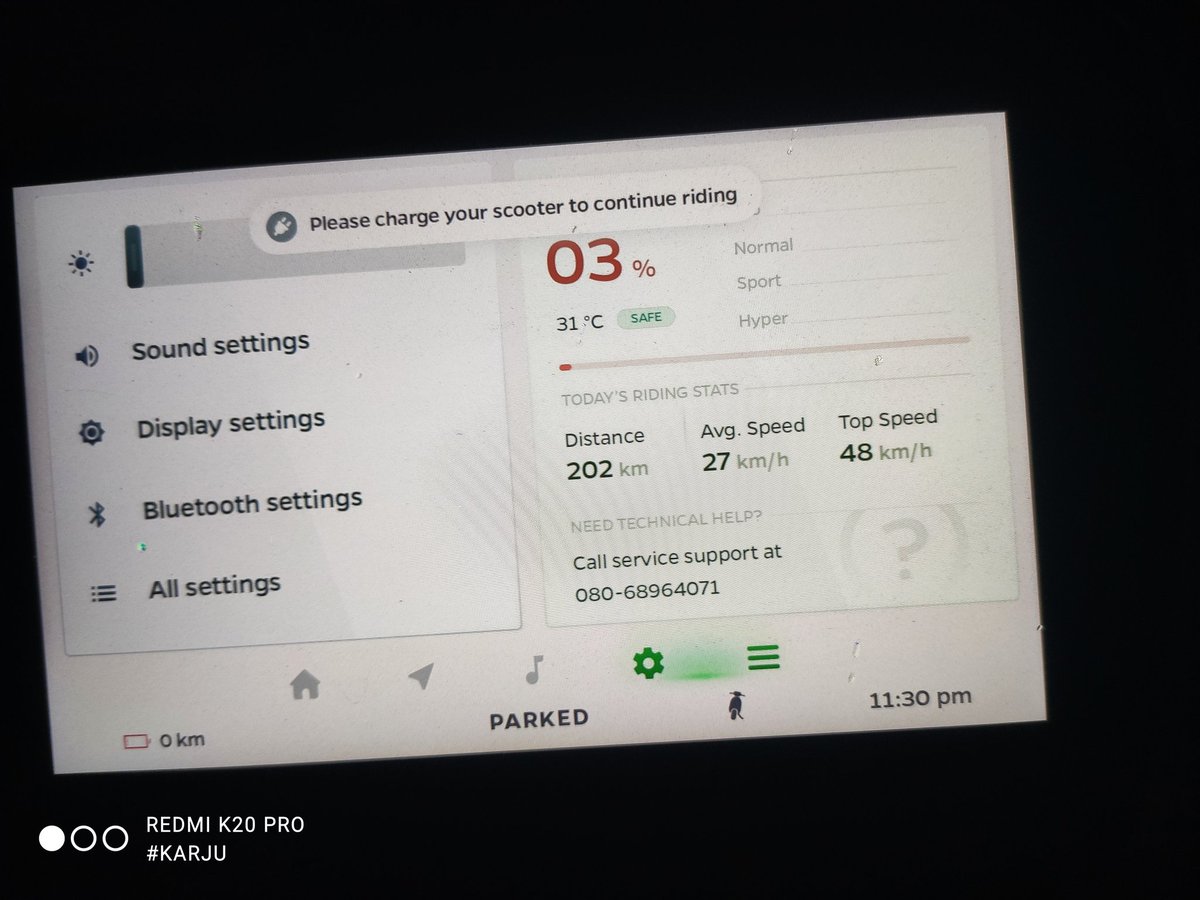 karthikbr007's tweet photo. @bhash @OlaElectric @varundubey
Pic says it all.
Mission accomplished !
Just now crossed 202km on single charge on my scooter. 
It's time to re-evaluate IDC range in new ECO mode.
50% ride in traffic.
50% ride on highway. https://t.co/vILgbhKXTG