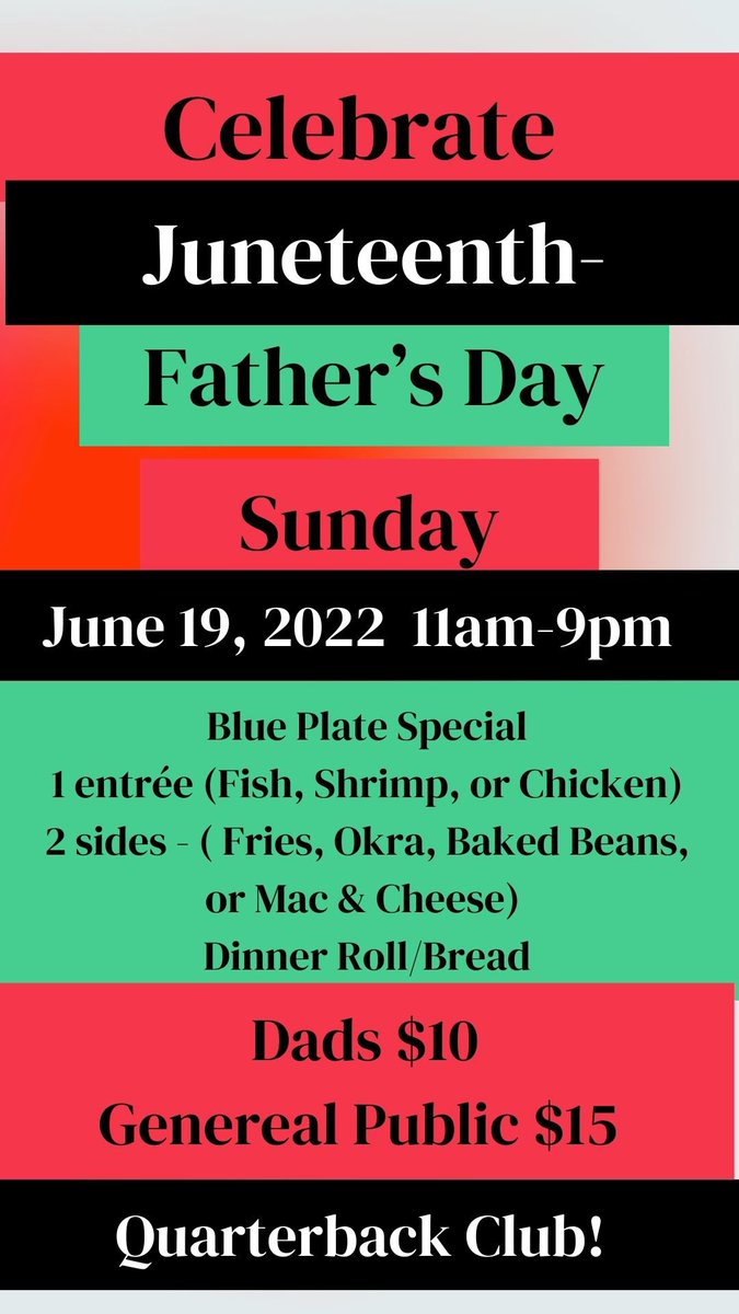 Nychole2004's tweet photo. The fellas lucked out this year! 😁😎 Two amazing holidays fall on the same day, Juneteenth and Father’s Day! Treat your Father, Husband, Fiancé, or yo Man or just bring yourself to have some good food &amp; good company. There’s plenty to be celebrated! 🎉🎊#FathersDay #juneteenth https://t.co/RXUrNdULi0