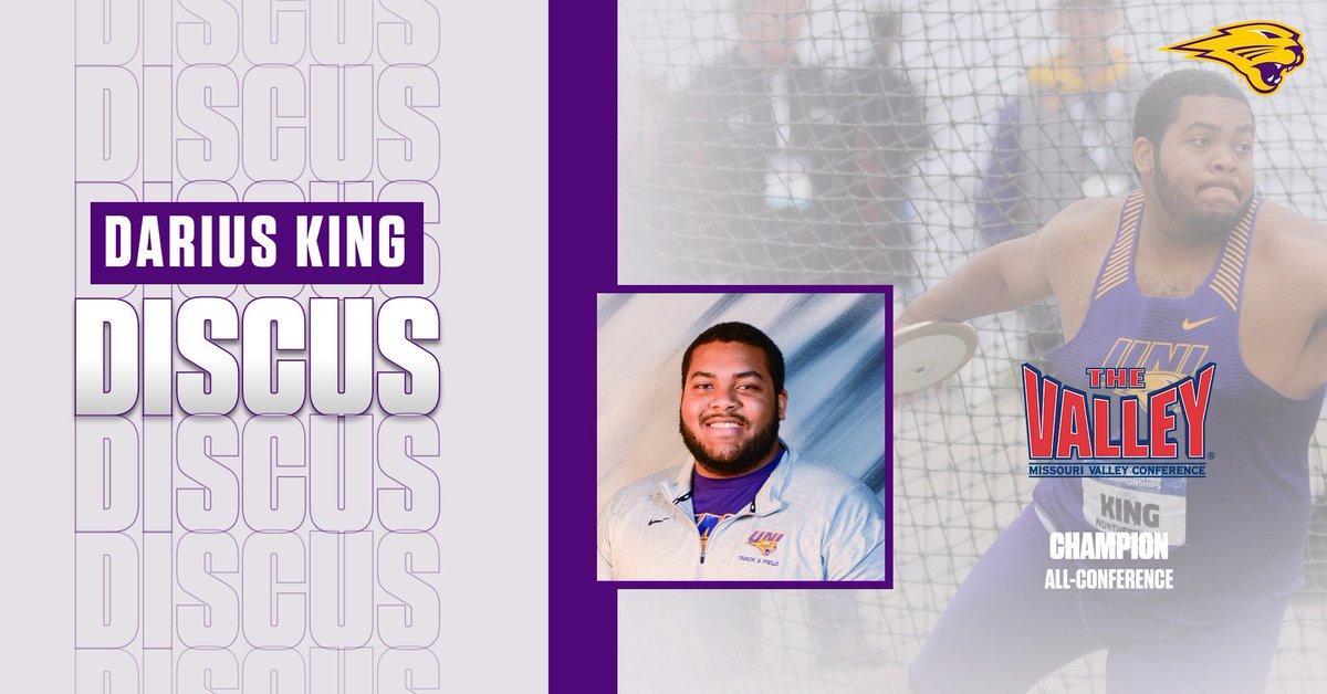 UNI’s <a href="/dariusking15/">Darius King</a> said: I’m here, might as well win! After winning shot put yesterday, he returns to take the discus at #MVCtf with a throw of 55.75 meters (182-11). #EverLoyal