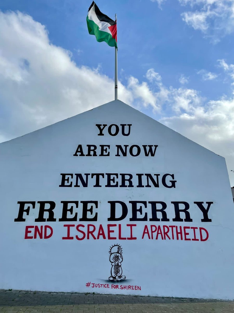 The Palestinian flag flying over Free Derry, Ireland 🇮🇪🇵🇸 💚