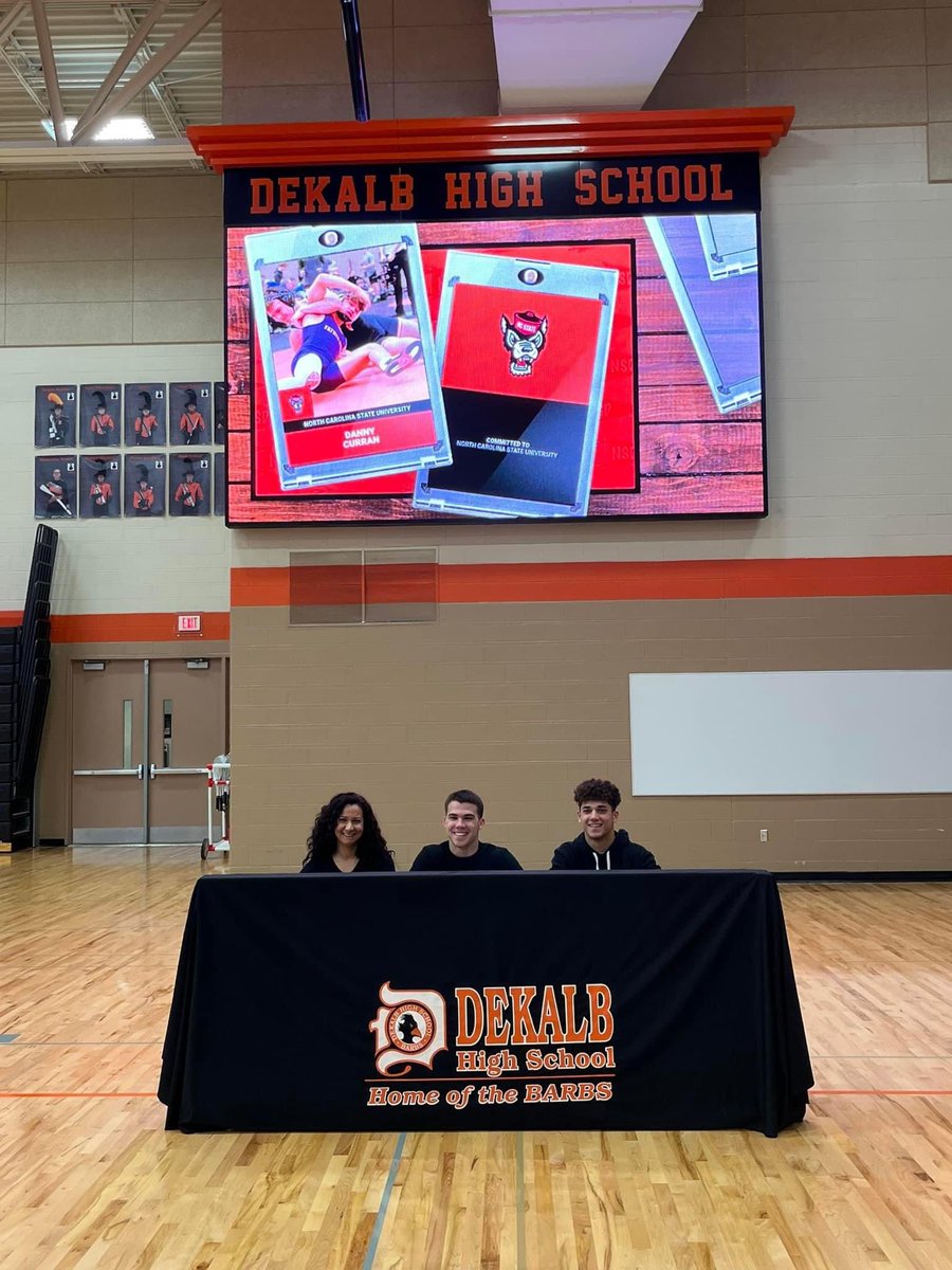 Congrats to our seniors who signed today to continue their wrestling and academic careers at the next level! 

<a href="/BrysonBuhk/">Bryson Buhk</a> - <a href="/SIUEWrestling/">SIUE Wrestling</a> 
<a href="/dannycurran51/">Danny Curran</a> - <a href="/PackWrestle/">NC State Wrestling 🤼‍♂️</a> 
<a href="/thetommycurran/">Tommy Curran</a> - <a href="/PackWrestle/">NC State Wrestling 🤼‍♂️</a> 
<a href="/LukeSchmerbach/">Luke Schmerbach</a> - <a href="/UWW_Wrestling/">Whitewater Wrestling</a> 

#1barb #proudlydekalb