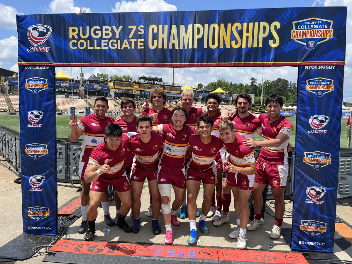 USCTrojanRugby's tweet photo. Trojans win the Blue Division Championship 29-7 over Memphis @Rugby7CC 

Tries: Angelo Reviglio (2), Richard Hendarto (2), Thomas Bulow

Conversions: Bulow (2) https://t.co/pON5lcDc7u