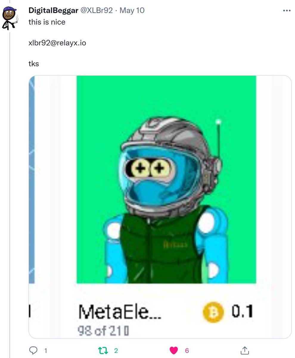 BSVGeir's tweet photo. Thank you @CrazyRobotNFT for allowing an exchange, so that I could send @XLBr92 his preferred #MetaElegantBot https://t.co/NhZRQb6YDx