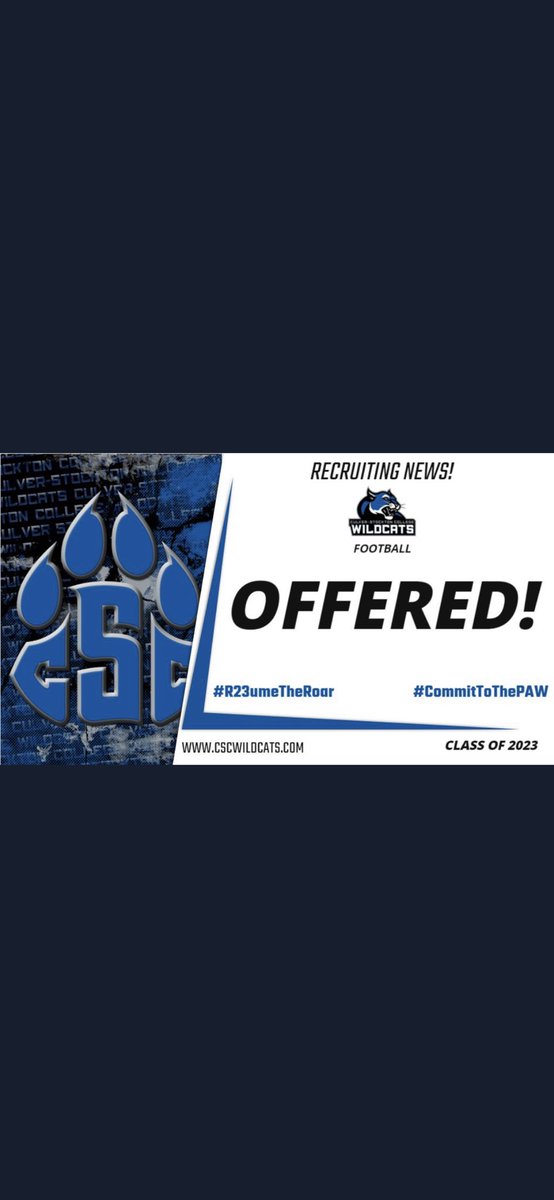 Michael_Jones5's tweet photo. I am Extremely Grateful and honored to announce that I have received an offer from @CSCwildcatsFB Thank you @Coach_Heffler for the opportunity @Coach_Hefley @DrewWestling7 @jtamoe46 @MCSunDevilFoot1 https://t.co/DFF50uOB2g
