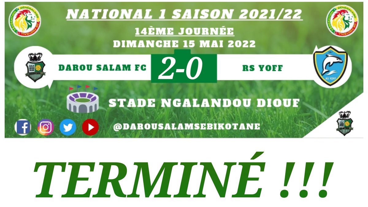 DarouSalamSebi's tweet photo. 𝔽𝕦𝕝𝕝 𝕋𝕚𝕞𝕖 ⚽
Victoire 🤗⚽️
DAROU SALAM dispose RS YOFF (2-0)

#NATIONAL1 #DAROU #SEBIKOTANE #VERTBLANC #DSSM https://t.co/rOttlkfevz