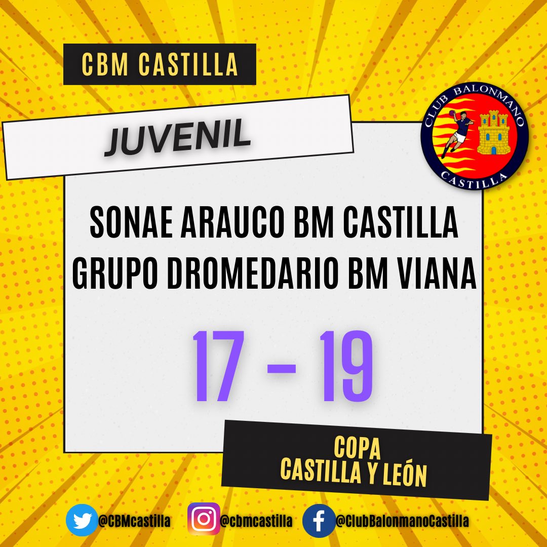 CBMCastilla's tweet photo. 📢 RESULTADOS COPA CASTILLA Y LEÓN 📢

💜💛 ORGULLOSOS DE NUESTROS JUGADORES. Aunque la suerte y los resultados nos nos acompañen, siempre lo damos todo y trabajamos para aprender y seguir creciendo. 💪🏼

🤾 JUNTOS SOMOS MÁS FUERTES . https://t.co/7FDsbgW06w