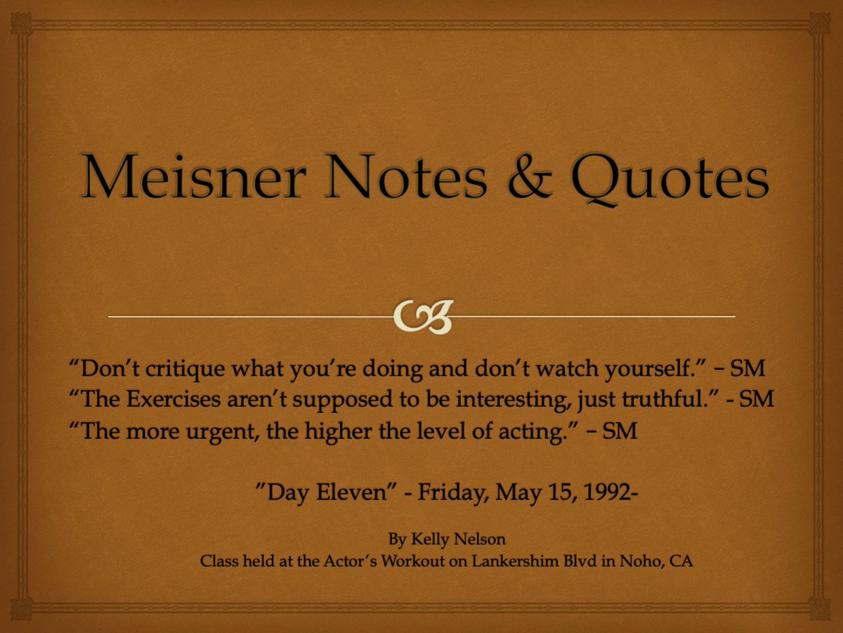 MeisnerActor's tweet photo. #Actor #MeisnerIntensive #30thAnniversary #DayEleven Almost half way through. Lite note day...
@thetaylorschool @sanfordmeisner @EsperActing @RuskinSchool @EMASLA @ActatBaronBrown @actors_east @AldersonStudio @NPlayhouse340 (to be con't to Day 24) https://t.co/uQ7peFQiZM