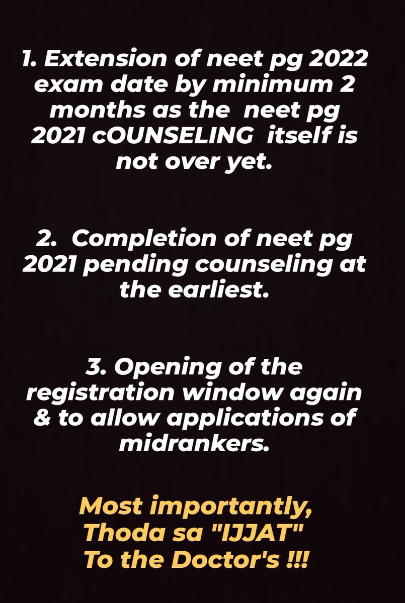 ankur300794's tweet photo. IS THAT TOO MUCH WE R ASKING FOR ??? 
Is that a favour or boon ??
Aren't they our justified rights ??? 
#POSTPONENEETPGBY10WEEKS 
#POSTPONENEETPG_MODIJ 
@PMOIndia @narendramodi @mansukhmandviya @ABVPVoice @UDAIndia @FAIMA_INDIA_ @dentodontics @official_aimsa @OfficeOf_MM https://t.co/OJ3BDvgwpR