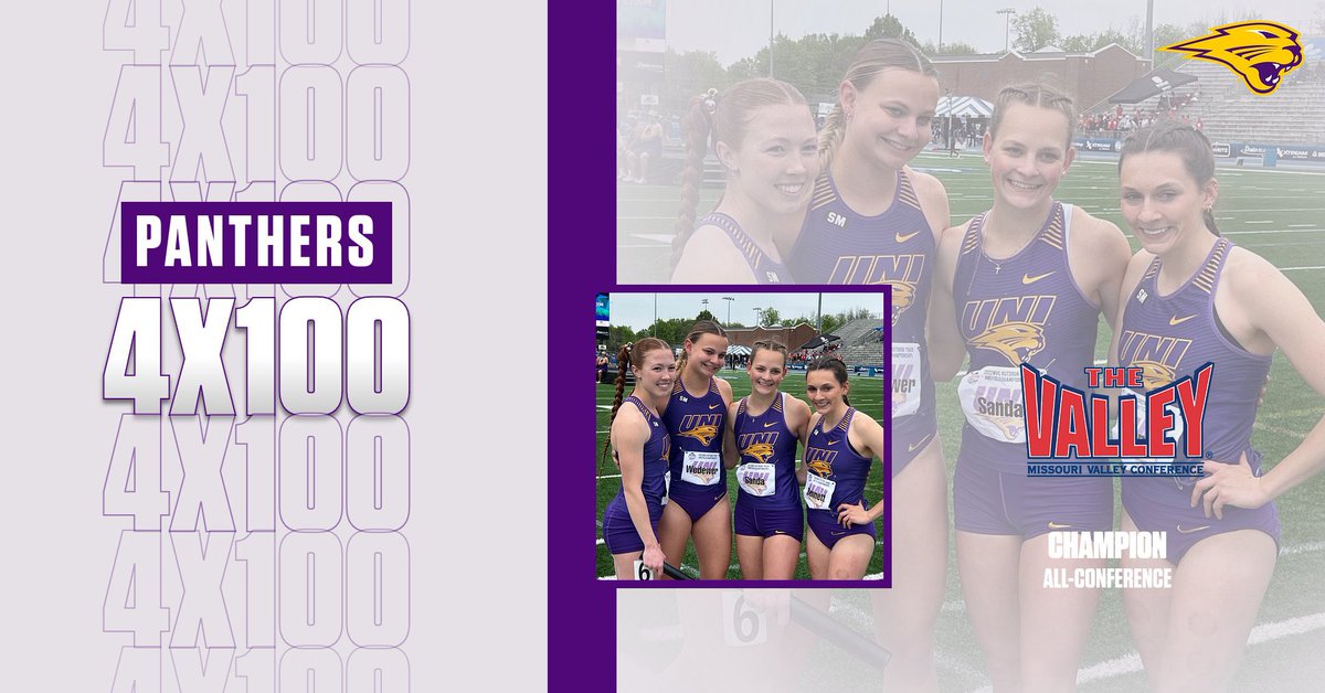 In a time of 45.29, your Panthers Rylan Santi, Jill Bennett, Libby Wedewer and Paishence Johnson are your champions in the 4x100 relay at #MVCtf! #EverLoyal