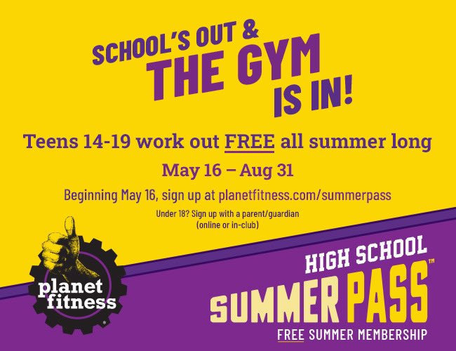 Teens 14-19, that are attending or use Prairie as their base school, can attend Planet Fitness for free‼️ From May 16-August 31. Use the link:
.
Planetfitness.com/summerpass
.
To register‼️💪💪
.
If you’re under 18, please have your parent or guardian help with your sign up.