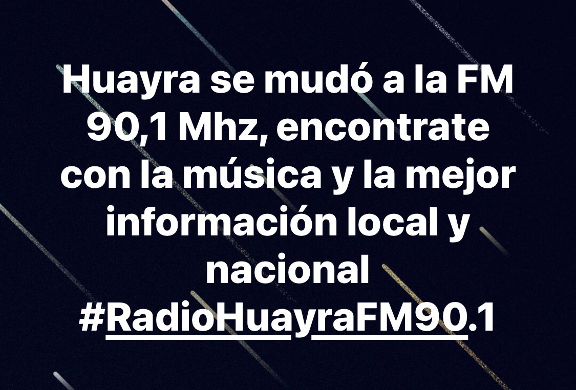 HuayraRadio's tweet photo. Huayra se mudó a la FM 90,1 Mhz, encontrate con la música y la mejor información local y nacional #RadioHuayraFM90.1 https://t.co/ppBG8TGM43