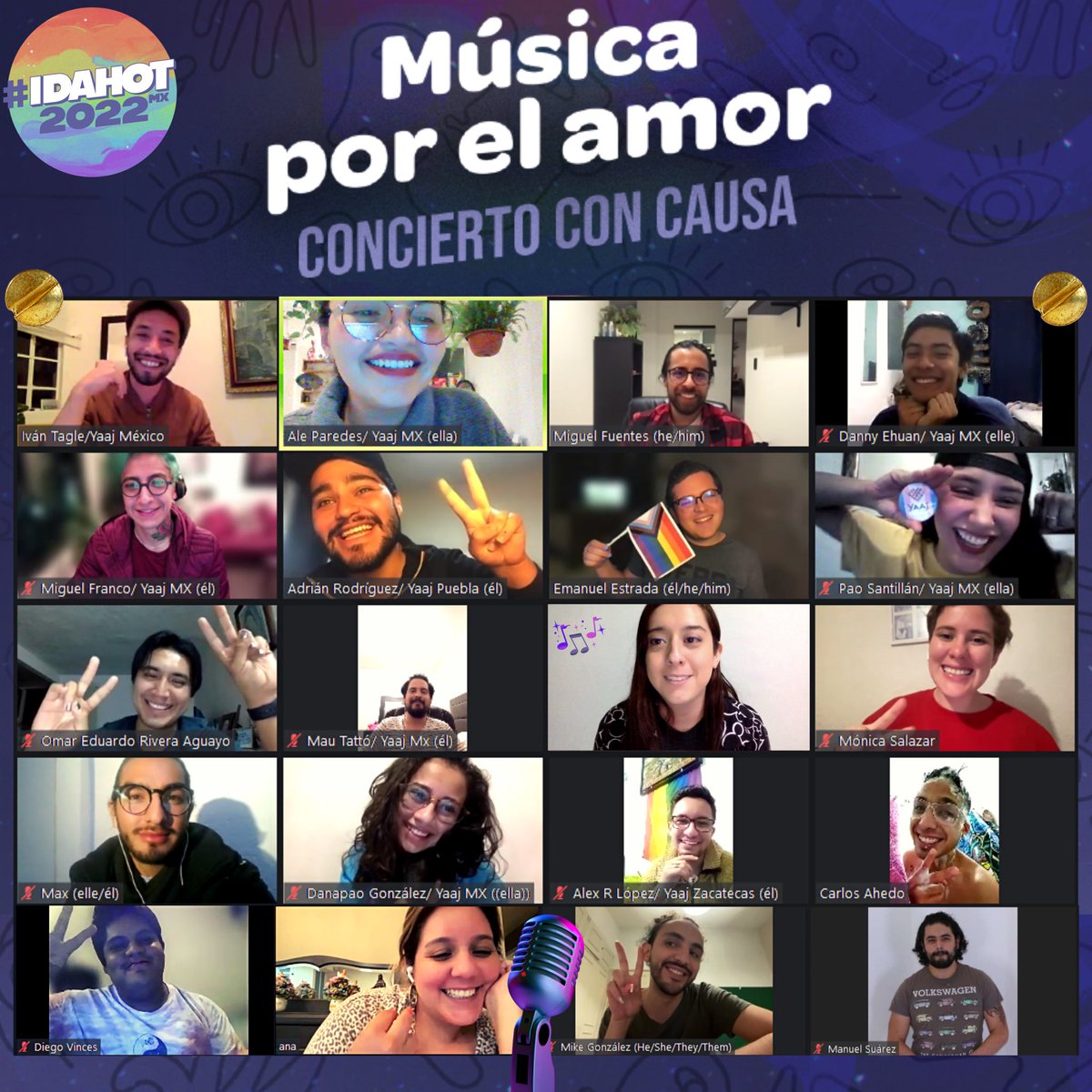 YaajMexico's tweet photo. #IDAHOT2022MX 💜🎤En las preparaciones del “Día Internacional de la lucha contra la homo/lesbo/bi/transfobia 2022”, ahora con un concierto que estamos segurxs será tradición para nuestra comunidad  “MÚSICA POR EL AMOR”. 
🏳️‍⚧️🏳️‍🌈
#InTheMaking 💜🌈🔥

Gracias x tanto‼️🎼🎹🎬🙌 https://t.co/MnNte7mvjM