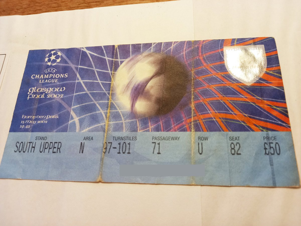 TFlanaganLab's tweet photo. Was lucky enough to be there...long before smart phones &amp; selfies - still have a sealed copy of the match programme! 😂⚽️
#UCL #UCLFinal2002 #Zidane #ThatGoal https://t.co/zXCfaCiqLW
