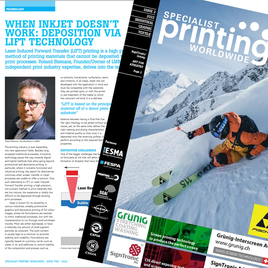 LMNS_Experts's tweet photo. @__SPW issue 2, 2022 is out now. In it, @LMNS_Experts  founder @rolandbiemans highlights Laser Induced Forward Transfer printing. A topic that will also be discussed by Eindhoven #Brainport based Keiron at @ESMA_Print organized IPI Conference.

More at: https://t.co/8xHUBfYKZG https://t.co/JI8x8kOSvA