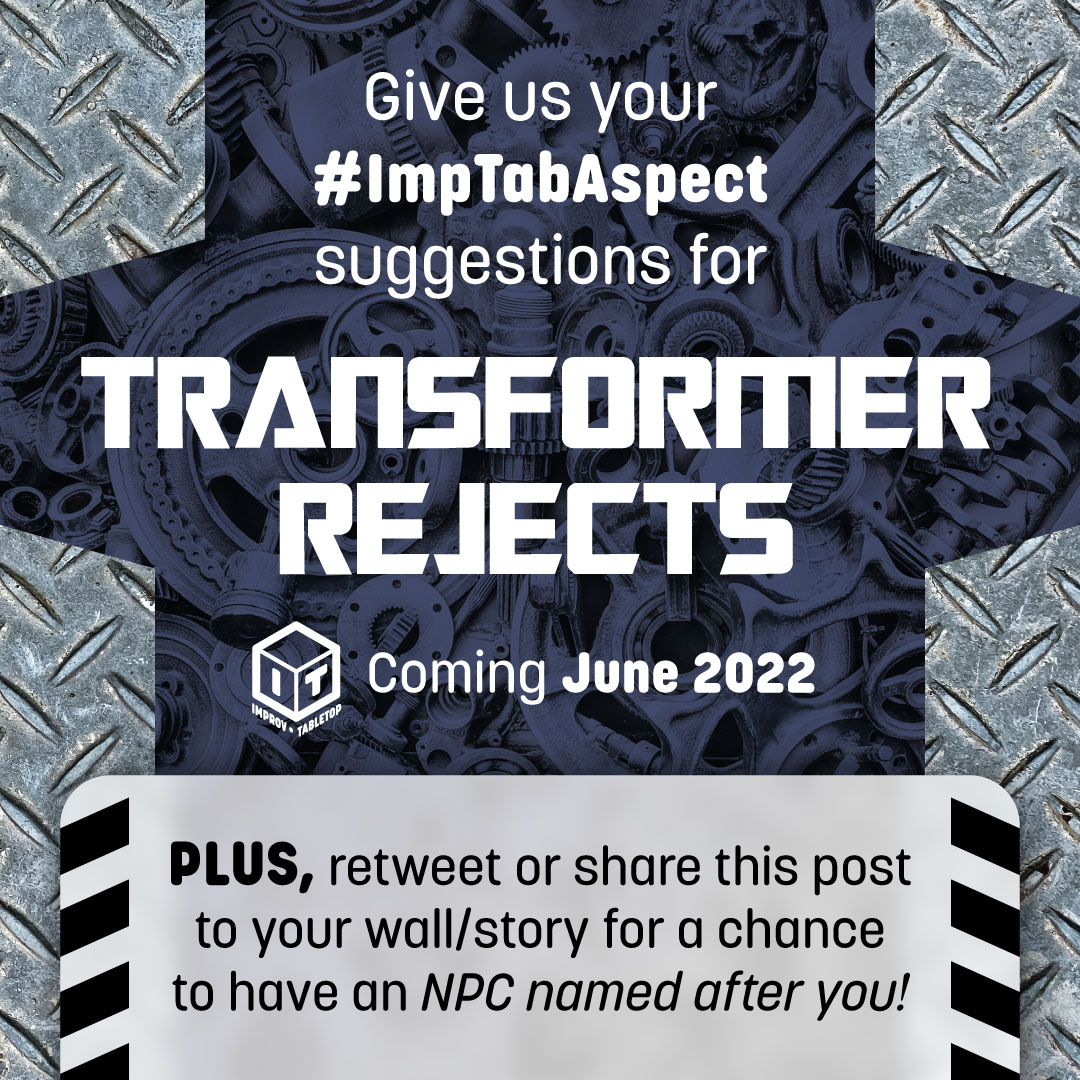 ImprovTabletop's tweet photo. New month, new campaign! Plus, now you have a chance to get an NPC named after you! Just retweet to be added to our list.
•
#improv #ttrpg #actualplay #faterpg #transformers https://t.co/VDODKQ3VqK
