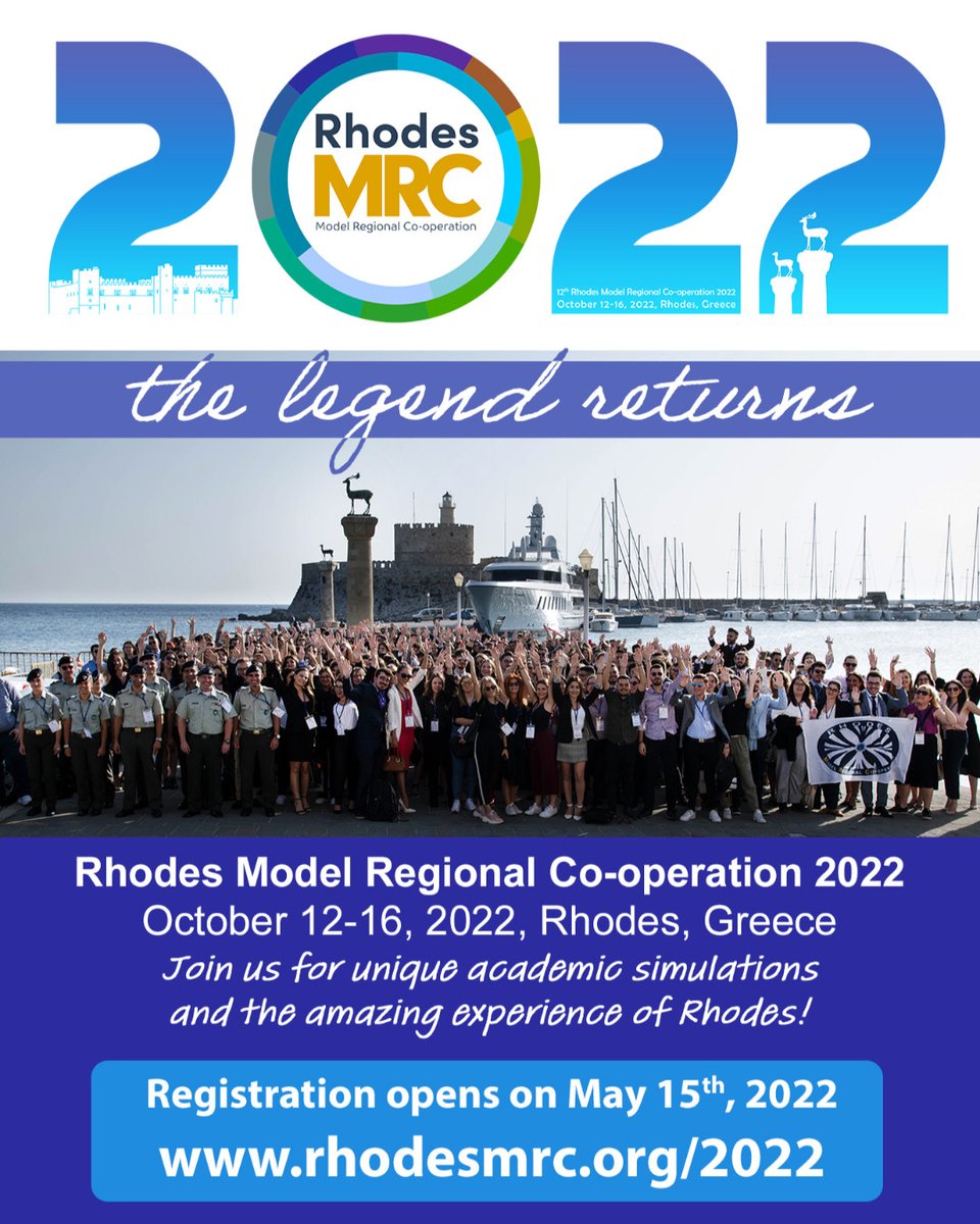 rhodesmrc's tweet photo. #RhodesMRC 2022! 12-16/10/2022, #Rhodes, #Greece

#Simulation of: OSCE, NATO, CfPE, CoE, AU, CoEU, UfM, OPS

Registration open at https://t.co/oVSoauQ7i7

#mun #youth #youthleadership #internationalrelations #youthconference #mediterranean #europe #university https://t.co/mBolIQEhAs