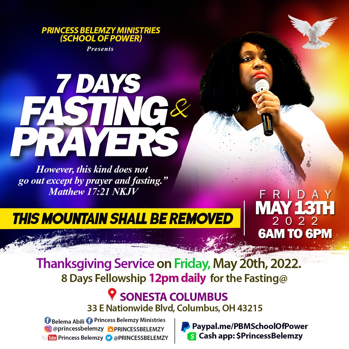 QueenBelemzy's tweet photo. Who is UP TO DATE with all the videos and audios for our 7 DAYS FASTING?
God will REWARD YOU!
See you SOON at TODAY'S FELLOWSHIP.
#PrincessBelemzyMinistries
#SchoolOfPower
#7DaysFasting
#ThisMountainShallBeRemoved https://t.co/RXr8a1qkRX