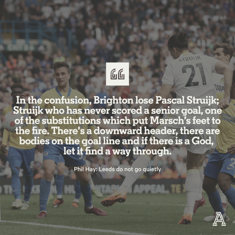 TheAthleticFC's tweet photo. It could easily have been over already. 

But Leeds United do not go quietly.

📝 @PhilHay_