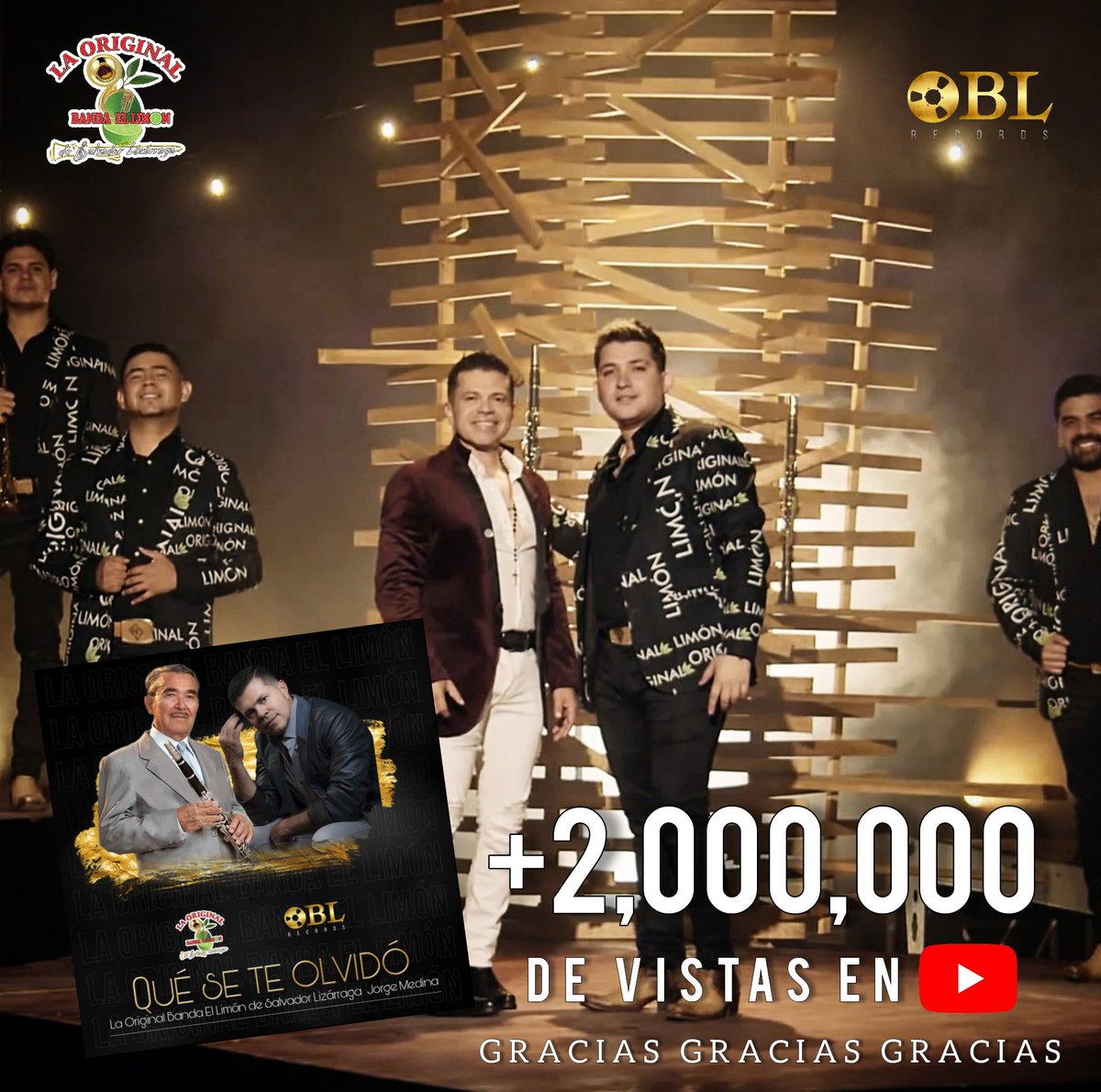 Gracias a ti ya son más de 2,000,000 de vistas de #QueSeTeOlvido y vamos por más!
<a href="/OriginalLimonSL/">La Original Banda El Limón</a> &amp; <a href="/j_medina37/">Jorge Medina</a> 
#LaOriginalBandaElLimon #JorgeMedina #YouTube