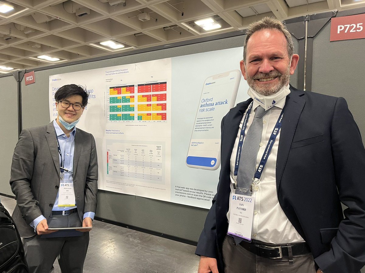 Brilliant to see a poster on an app calculating personalised asthma attack risk score from clinical history, eosinophil count and FeNO level oraclescore.com/en @#ATS2022 @IanPavord - could it be adapted for use by people with asthma to improve adherence?