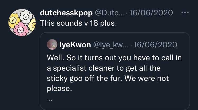 manonaswann's tweet photo. ⚠️🔞

It’s come to my attention that some of you aren’t aware of the ‘bodily fluids sticky goo fur’ tweets 💦 

Be aware that this is Dutchess talking to herself - she cosplays as Ji’s cats for GTop shipping purposes https://t.co/2iTGsxK627