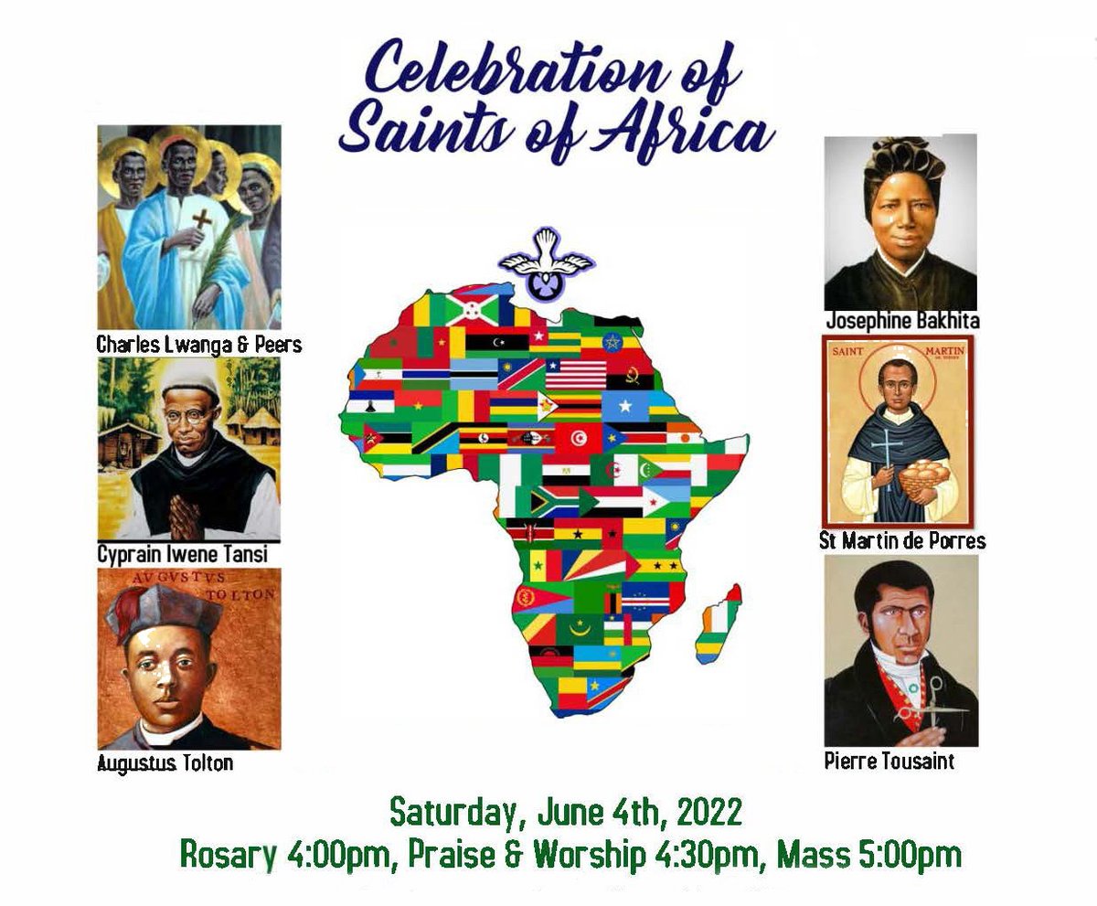 WashArchdiocese's tweet photo. All are invited to the annual celebration of the saints of Africa! Bishop Roy Campbell will celebrate Mass following a rosary and time of worship. More info: https://t.co/YSFgQU6Nvp https://t.co/z2Ot2xHoVT