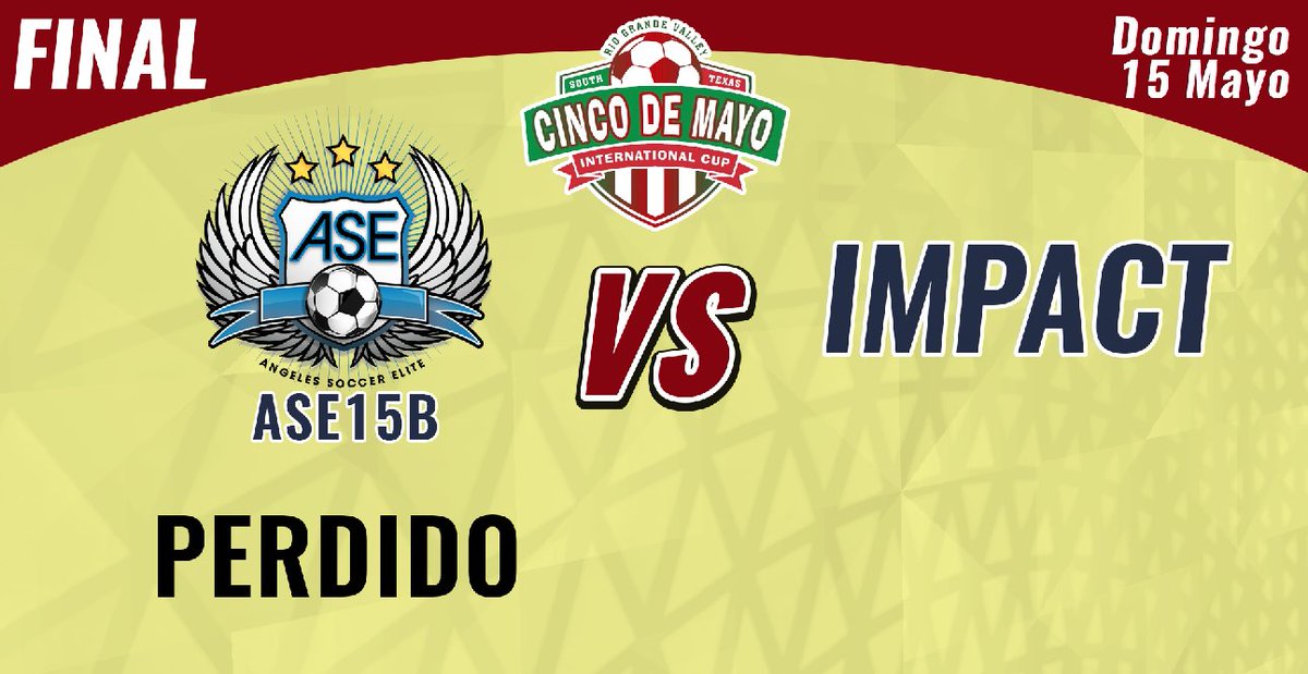 Angeles_SoccerE's tweet photo. Resultado de 2 de las finales en Cinco de Mayo Cup.
¡VAMOS ANGELES!
#Estoy #AngelesSoccerElite #cincodemayocup #GoASE https://t.co/4nI9wFExsh