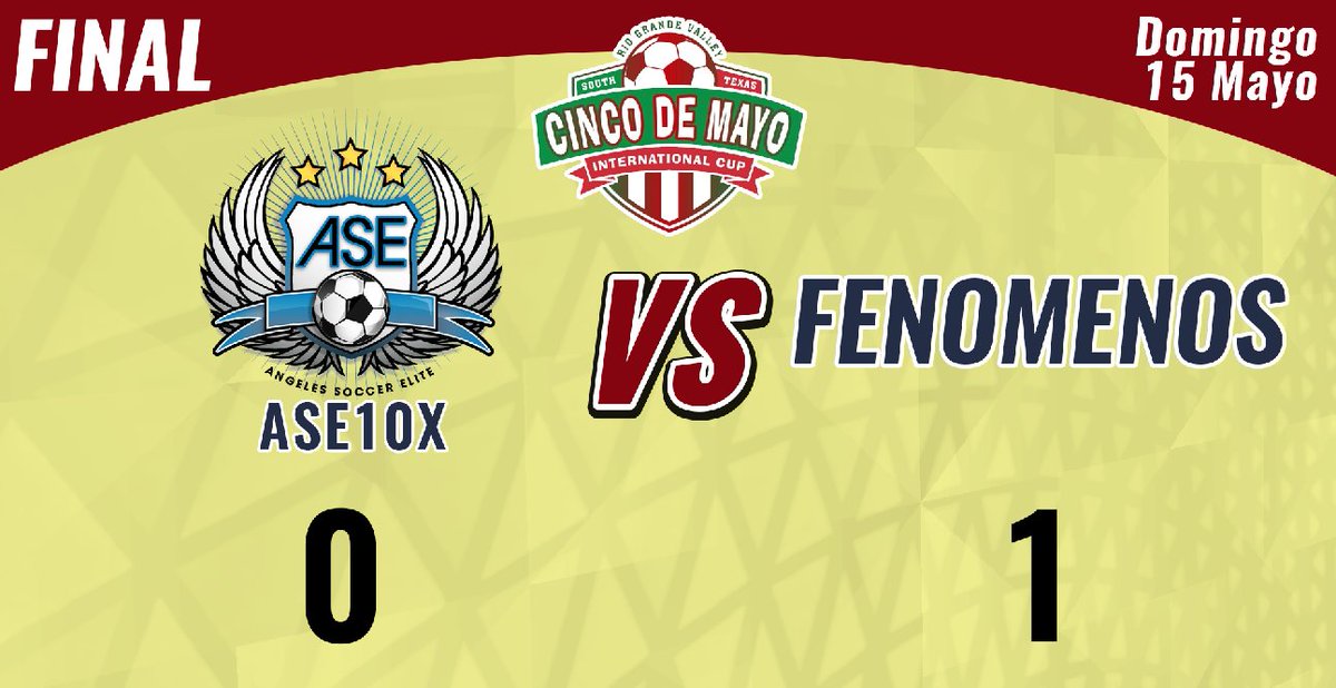 Angeles_SoccerE's tweet photo. Resultado de 2 de las finales en Cinco de Mayo Cup.
¡VAMOS ANGELES!
#Estoy #AngelesSoccerElite #cincodemayocup #GoASE https://t.co/4nI9wFExsh