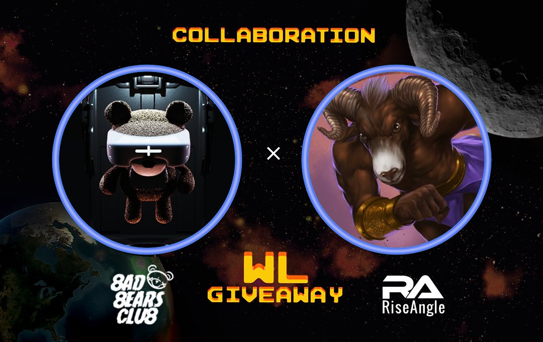 🚀BadBearsClub X RiseAngle🚀

🎁10x BadBears WL Spots
🎁25x Raffle tickets FCFS

🎁10x Exceptional Utility Squad NFTs by RiseAngle - Req for RAM G2 WL

1️❤️RT+Tag 3 / Follow
2 Join DC
discord.gg/2K3AGERPwQ
discord.gg/riseangle

 48hrs
#NFTGiveaway #NFTCommunity #NFT #NFTs