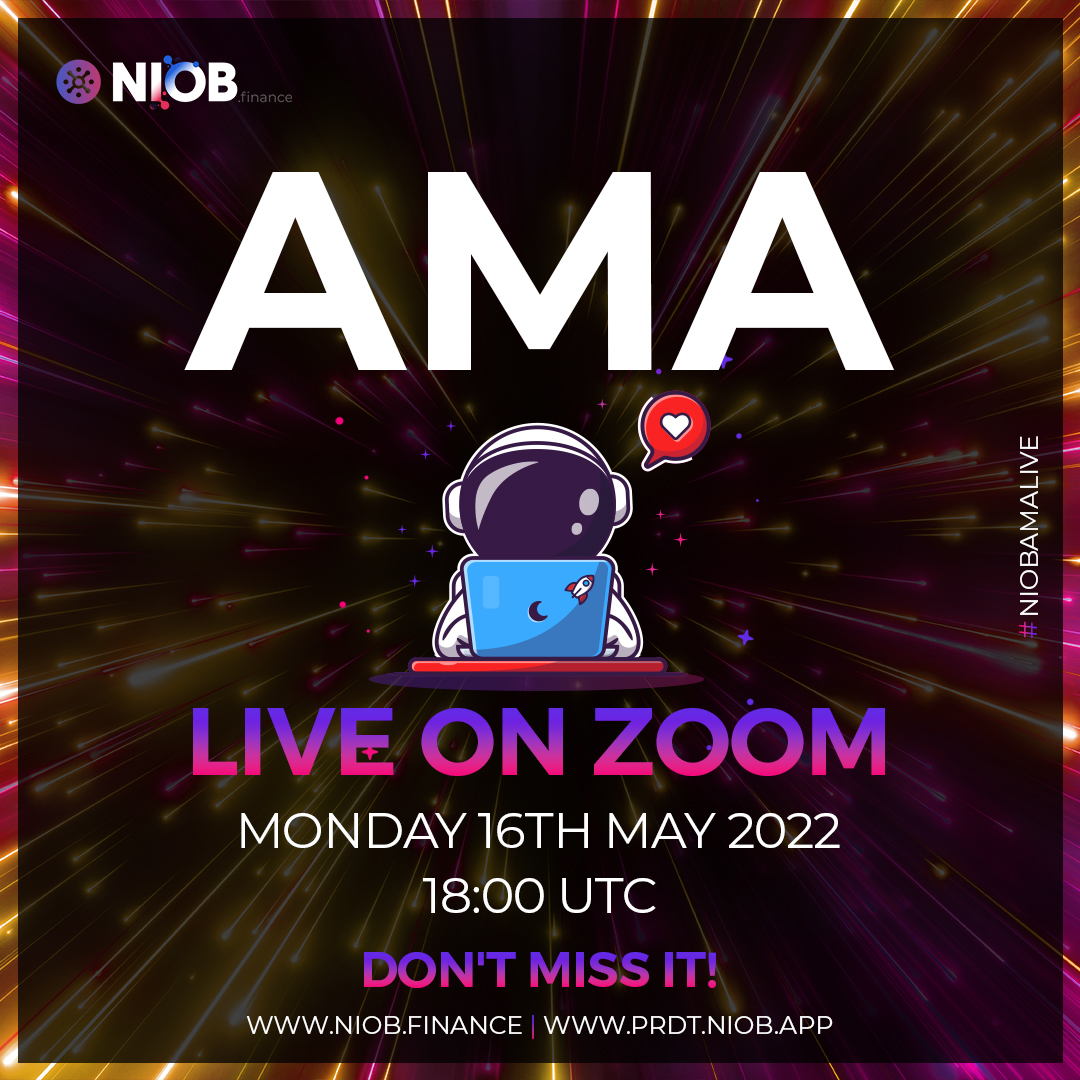 niobfinance's tweet photo. 🎉 YES! It's Another #AMA! 🥳  

📆16th MAY 2022  @ 18:00 UTC
Bring your ideas, questions, &amp; concerns. Let’s continue to grow the #Niob ecosystem🌏 together!!🚀 

https://t.co/GHxKsIUi7n
    
#Niobfinance #niobprediction #AMA #live #Zoom #yieldfarming  #bnb #eth https://t.co/TRNQnMsl4W