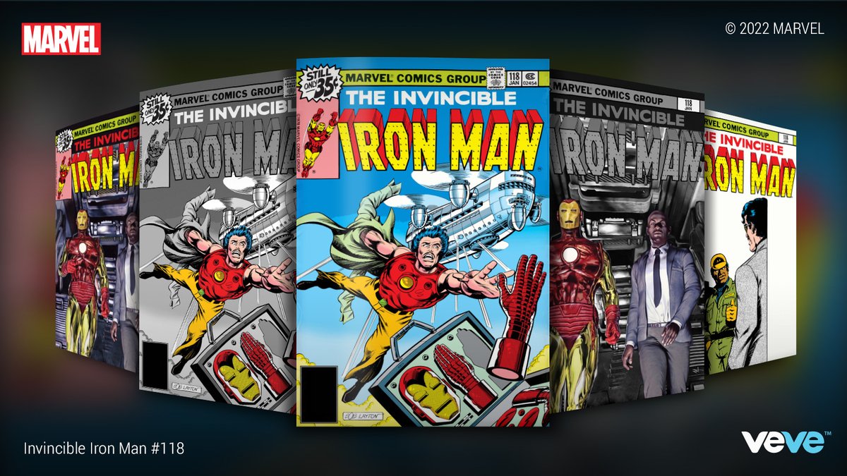 First appearance of James "Rhodey" Rhodes!

<a href="/Marvel/">Marvel Entertainment</a>’s Invincible Iron Man #118 features VeVe-Exclusive Rare &amp; Ultra Rare covers by <a href="/marcoturini/">Marco Turini 🇺🇦</a>. Super Limited Edition drops Tue, 17 May at 8 AM PT in blind box format.

#MARVELxVeVe