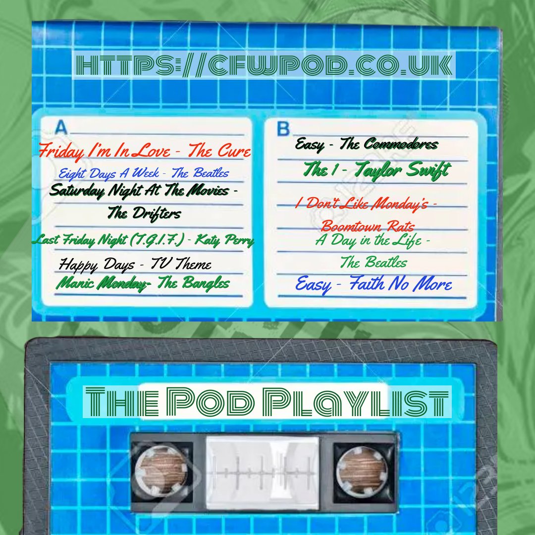 CFWpod's tweet photo. #podplaylist update!
Please join in with the Spotify mix tape.
This weeks theme is "days of the week". Your suggestions in the comments please.
New pod out now!
All your #charityfootball news & usual features π https://t.co/3bzR1TTOmj or your app of choice π https://t.co/9jx5HwxlYc