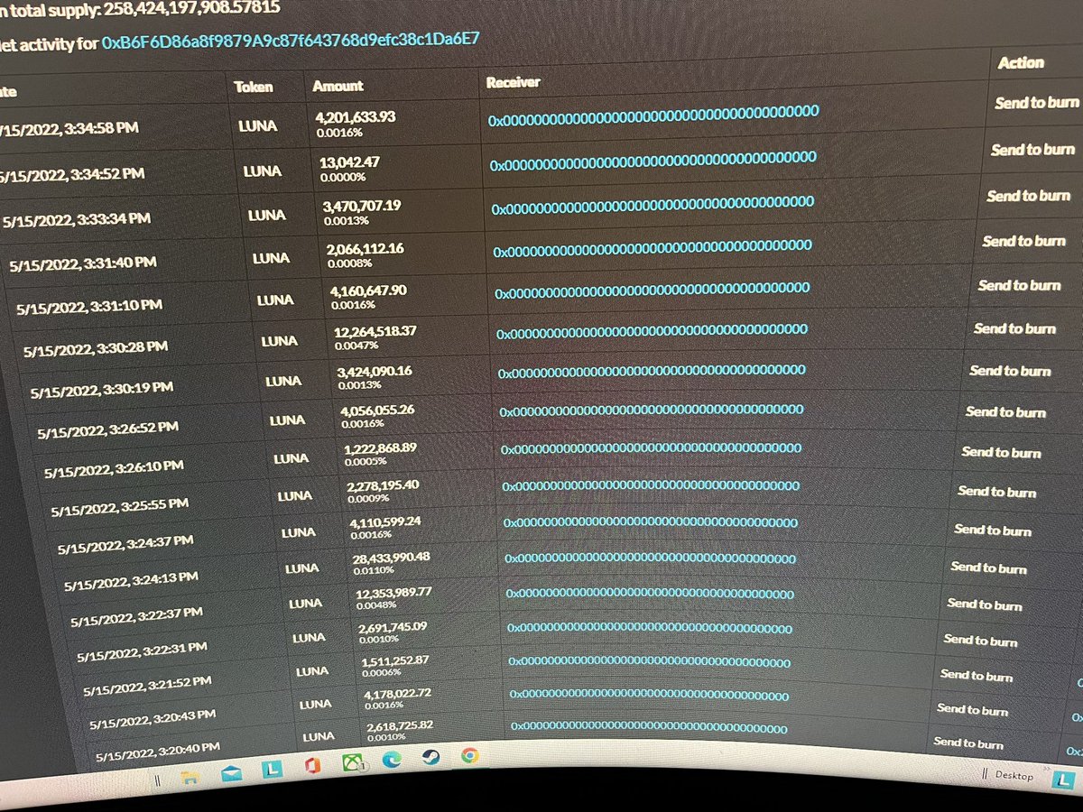 Cryptonftgoon's tweet photo. Luna started to burn ? https://t.co/Dt7d3ljWKt