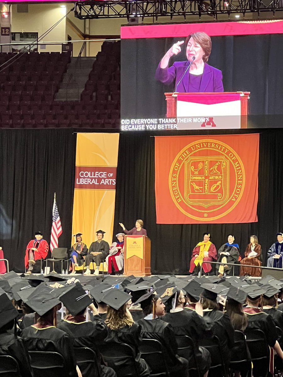 Talk2Birdie's tweet photo. @amyklobuchar Thank you for encouraging the University of Minnesota Class of 2022! #UMNCLA #UMN22 https://t.co/1ARHxZUkTS