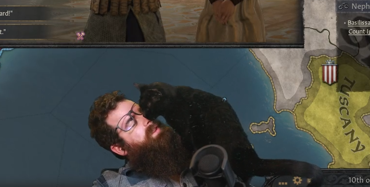 Anthro64's tweet photo. Playing CK3 with a cat...

#CatsofTwitter #GamingWithPets https://t.co/tdE5YSLqtP