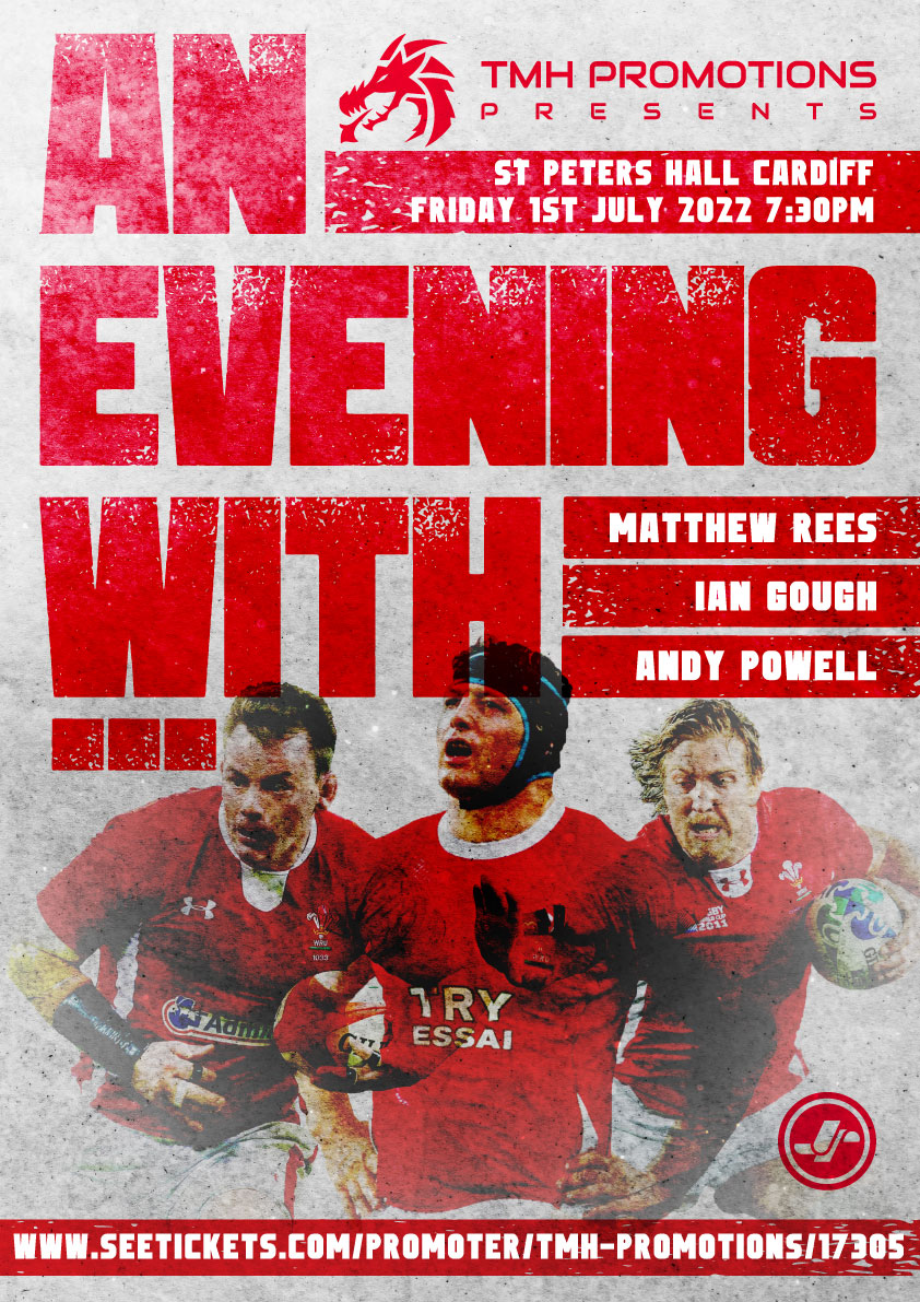 ONLY 6 WEEKS TO GO!! 🏉🏴󠁧󠁢󠁷󠁬󠁳󠁿 A NIGHT OF RUGBY BANTER COMING TO CARDIFF!! @andypowell8 @Matthew_Rees_2 @VanGough4 GET YOUR TICKETS NOW!! seetickets.com/promoter/tmh-p…