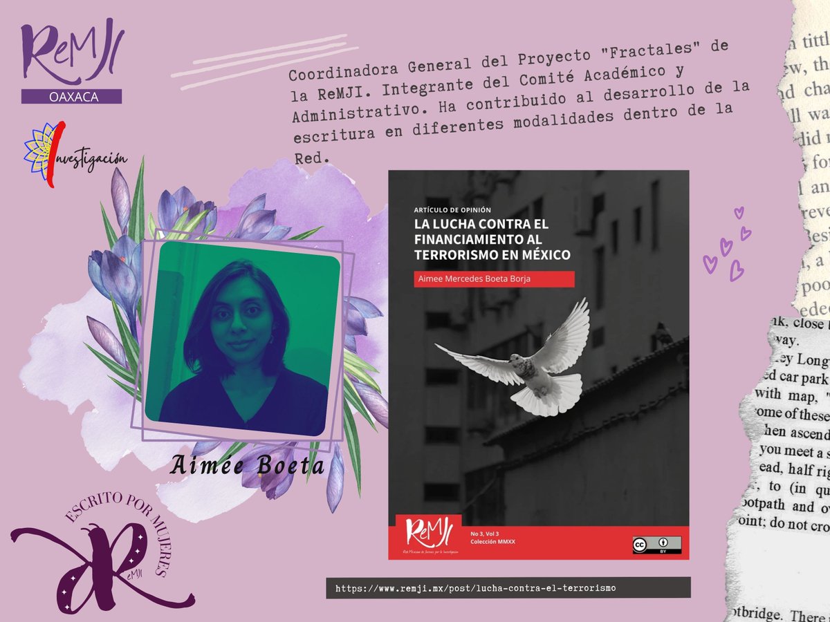 ReMJI_Oaxaca's tweet photo. Nuestra siguiente Autora ReMJI es Aimée Boeta. Pueden leer sus textos en: https://t.co/yLWZCI9YBg https://t.co/Ys2SjqDL0e