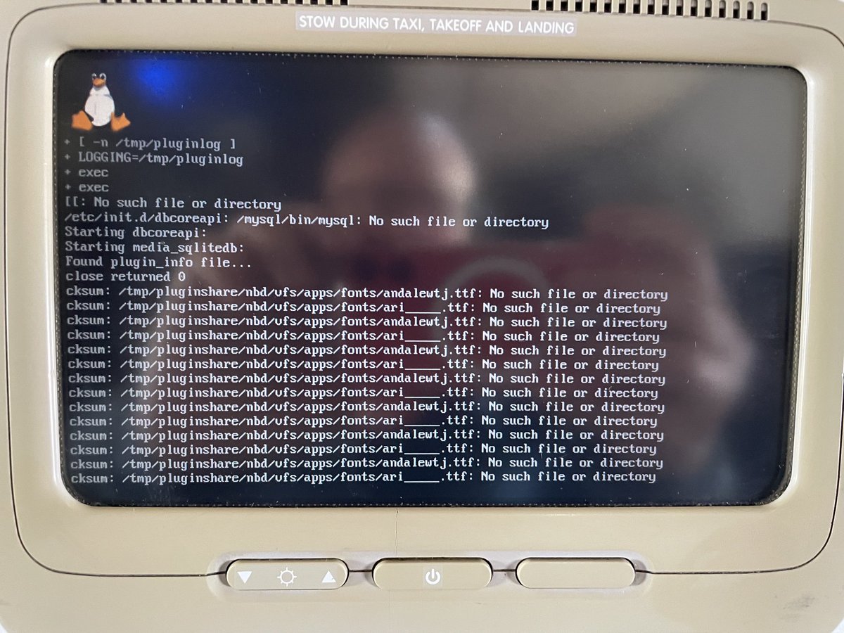 Douglas_MA's tweet photo. Captain asks if there’s a #dba on board to fix the entertainment system https://t.co/OS66FeLp51